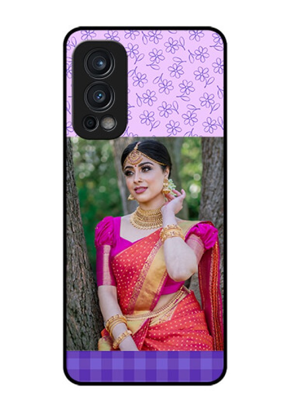 Oneplus Nord 2 5G Custom Glass Phone Case  - Purple Floral Design