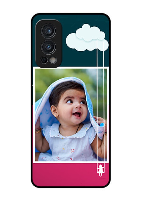 Oneplus Nord 2 5G Custom Glass Phone Case  - Cute Girl with Cloud Design