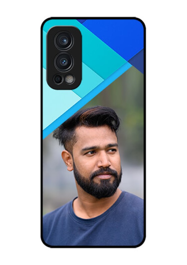 Oneplus Nord 2 5G Custom Glass Phone Case  - Blue Pattern Design