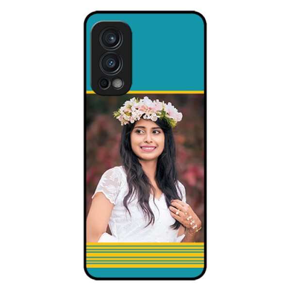Oneplus Nord 2 5G Custom Glass Phone Case  - Yellow & Blue Design 
