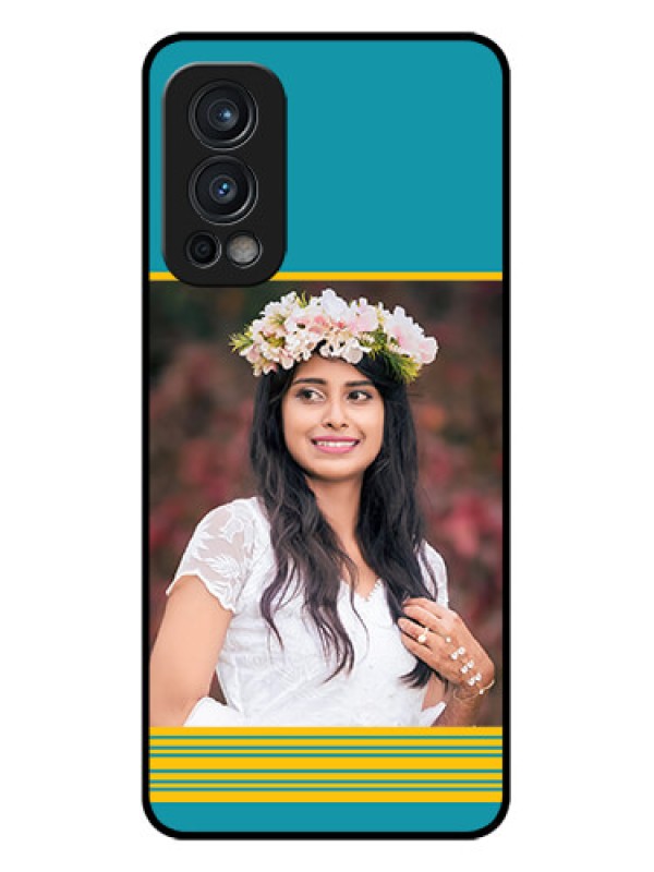 Custom Oneplus Nord 2 5G Custom Glass Phone Case  - Yellow & Blue Design 