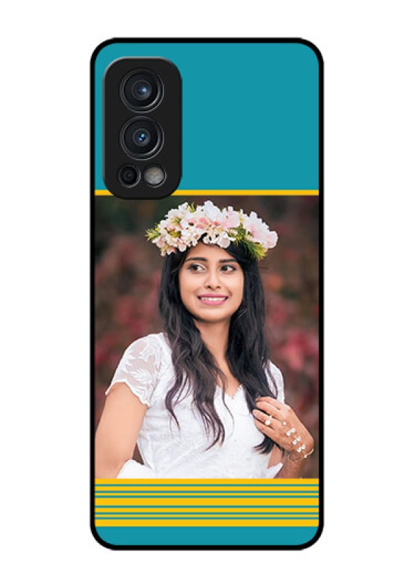 Oneplus Nord 2 5G Custom Glass Phone Case  - Yellow & Blue Design 