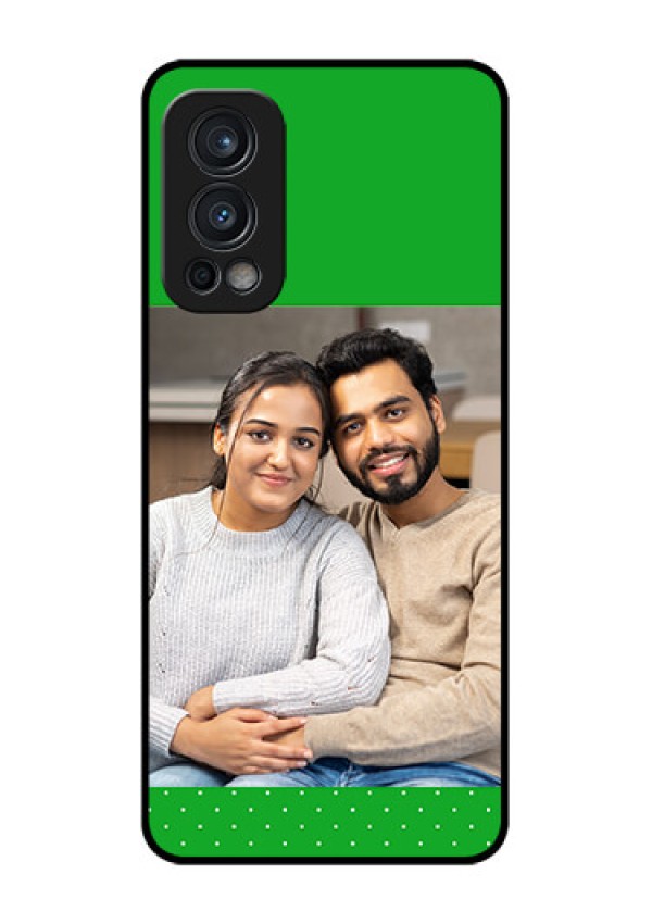 Oneplus Nord 2 5G Personalized Glass Phone Case  - Green Pattern Design