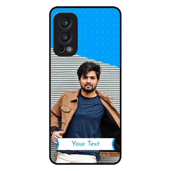 Oneplus Nord 2 5G Photo Printing on Glass Case  - Simple Blue Color Design