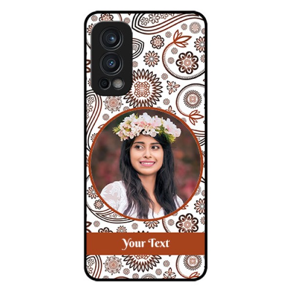 Oneplus Nord 2 5G Custom Glass Mobile Case  - Abstract Floral Design 
