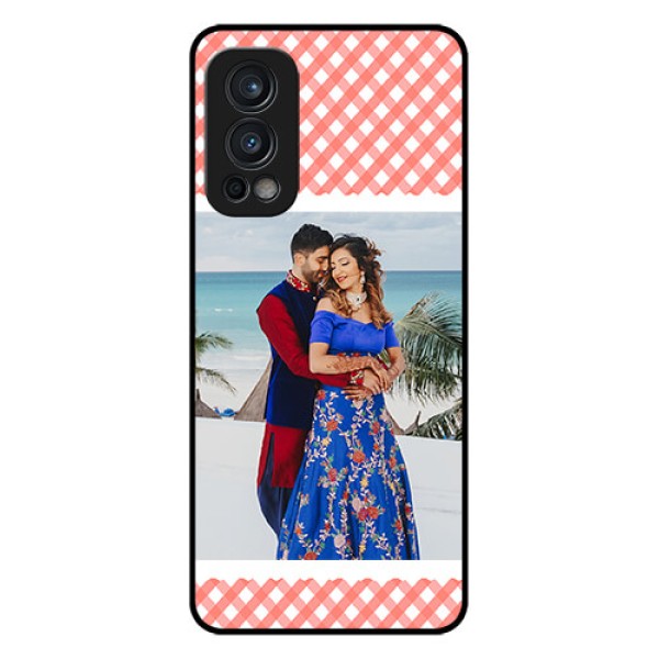 Oneplus Nord 2 5G Personalized Glass Phone Case  - Pink Pattern Design