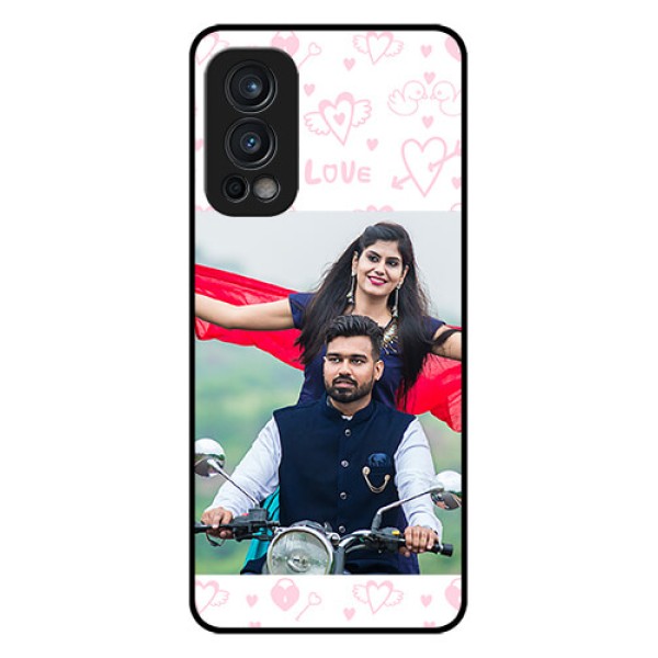 Oneplus Nord 2 5G Custom Glass Mobile Case - Pink Flying Heart Design Oneplus Nord 2 5G Custom Glass Mobile Case - Pink Flying Heart Design