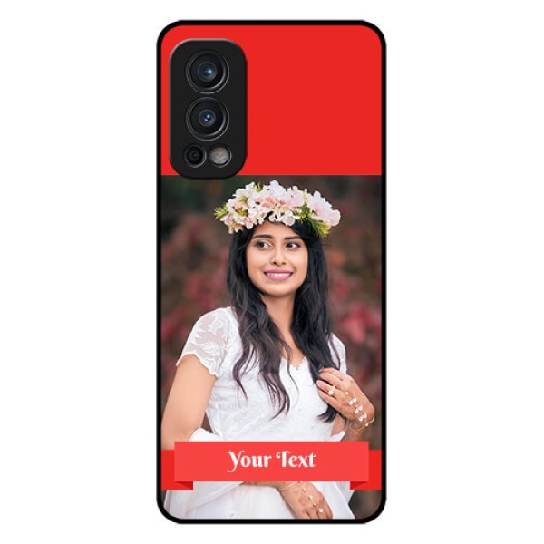 Oneplus Nord 2 5G Custom Glass Phone Case  - Simple Red Color Design