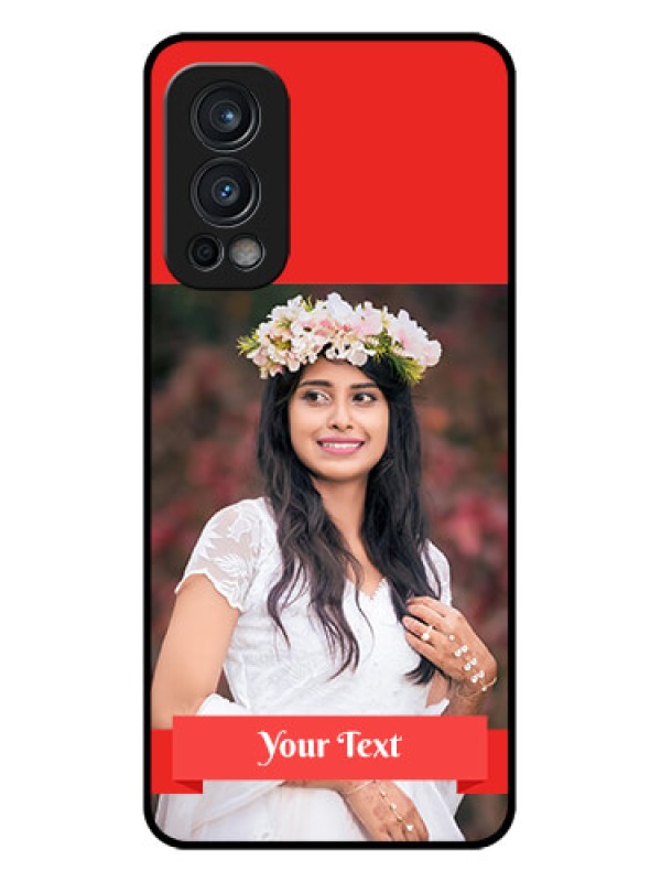 Custom Oneplus Nord 2 5G Custom Glass Phone Case  - Simple Red Color Design