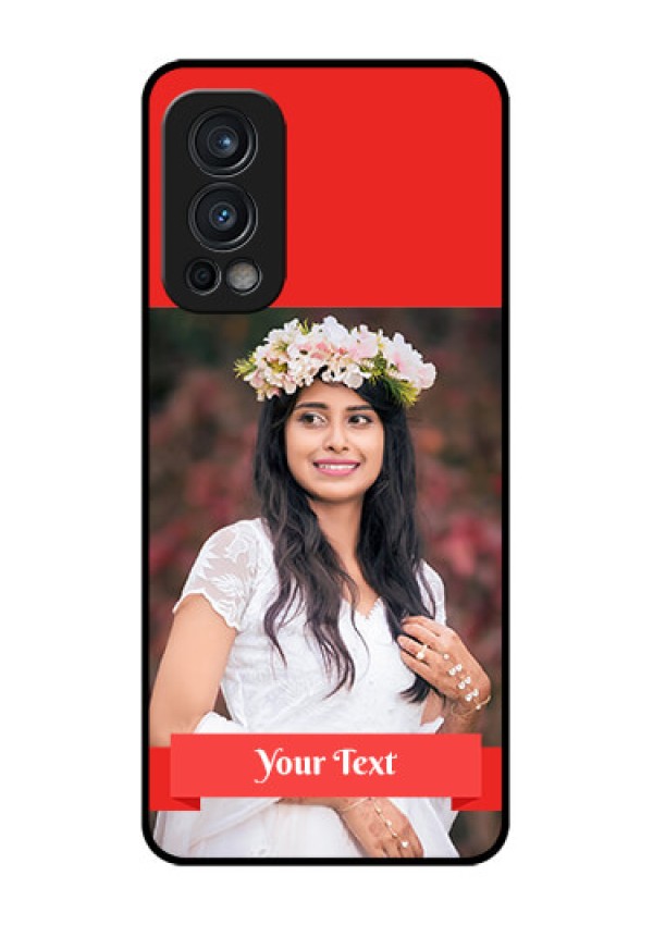 Oneplus Nord 2 5G Custom Glass Phone Case  - Simple Red Color Design