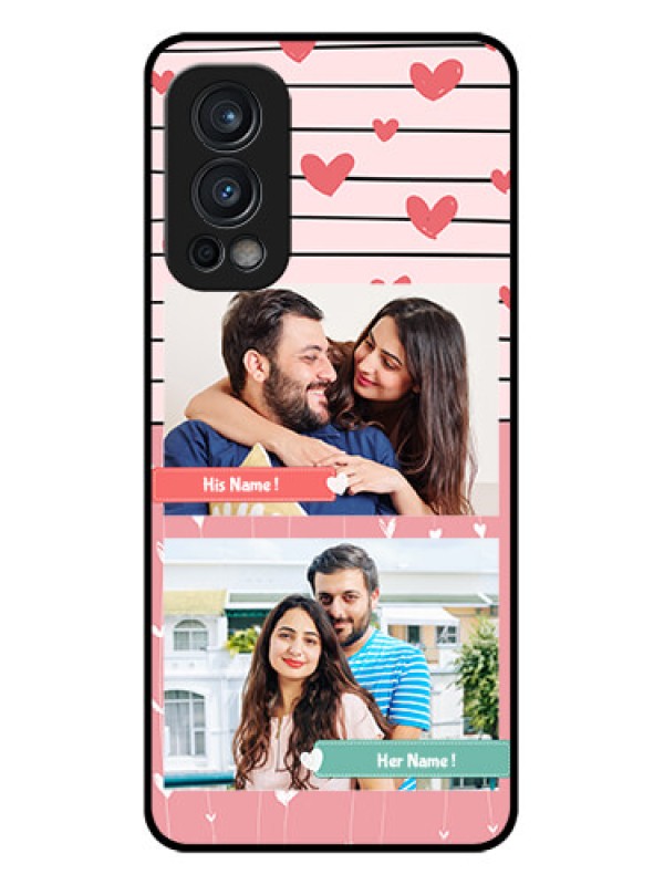 Custom Oneplus Nord 2 5G Custom Glass Mobile Case  - Photo with Heart Design