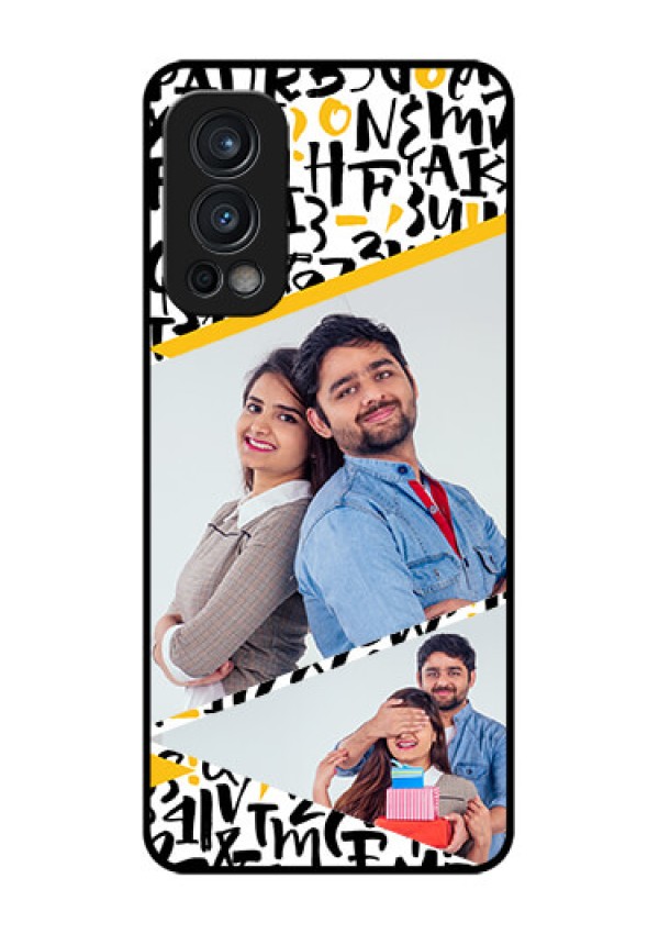 Oneplus Nord 2 5G Custom Glass Mobile Case  - Letters Pattern Design
