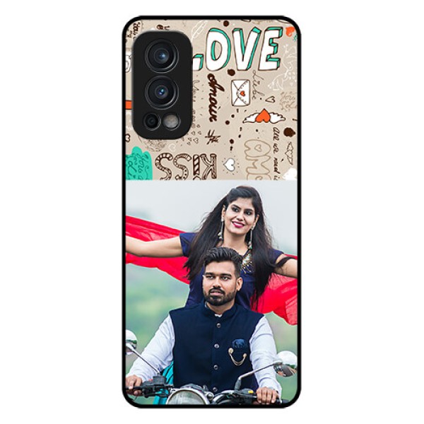 Oneplus Nord 2 5G Custom Glass Phone Case  - Love Doodle Pattern 