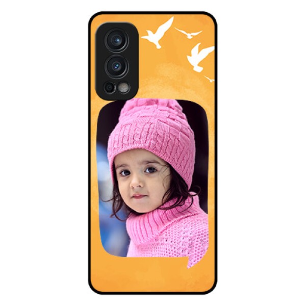 Oneplus Nord 2 5G Personalized Glass Phone Case - Water Color Design with Bird Icons Oneplus Nord 2 5G Personalized Glass Phone Case - Water Color Design with Bird Icons