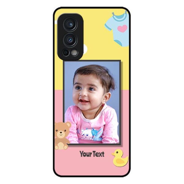 Oneplus Nord 2 5G Photo Printing on Glass Case  - Kids 2 Color Design