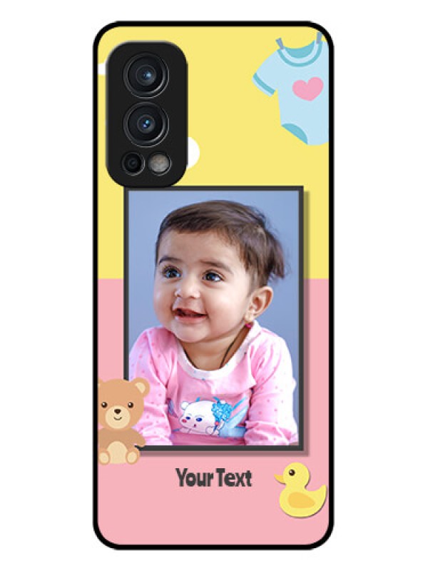 Custom Oneplus Nord 2 5G Photo Printing on Glass Case  - Kids 2 Color Design