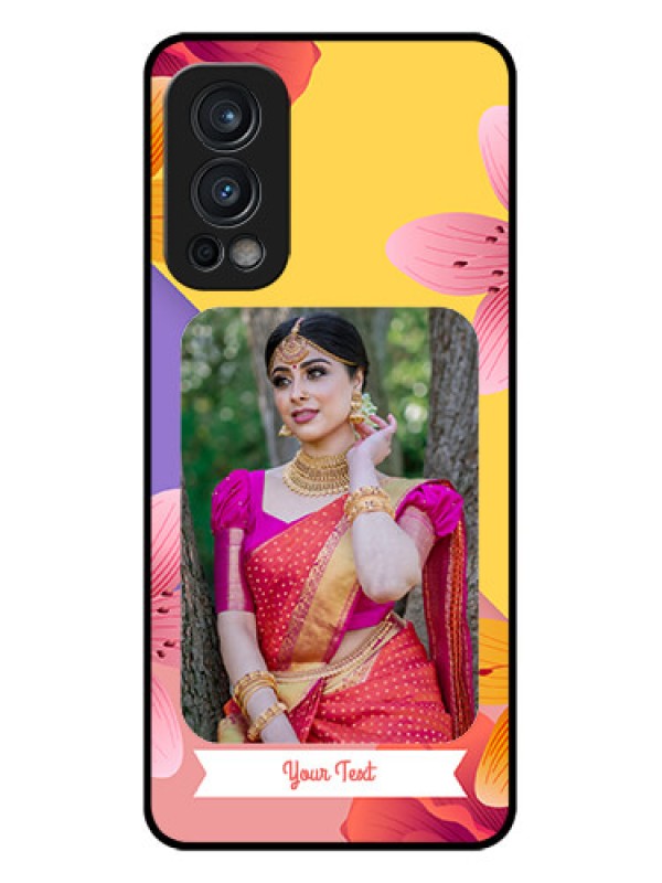 Custom Oneplus Nord 2 5G Custom Glass Mobile Case  - 3 Image With Vintage Floral Design