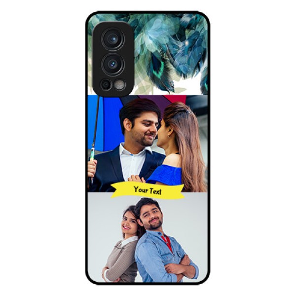 Oneplus Nord 2 5G Personalized Glass Phone Case  - Image with Boho Peacock Feather Design