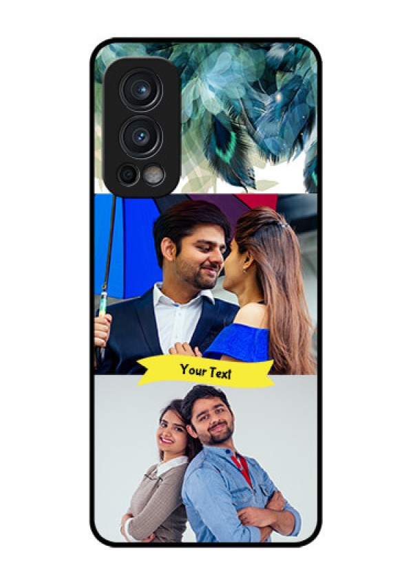 Oneplus Nord 2 5G Personalized Glass Phone Case  - Image with Boho Peacock Feather Design