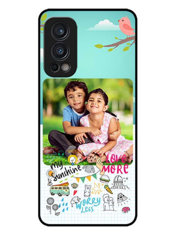 Custom Oneplus Nord 2 5G Photo Printing on Glass Case  - Doodle love Design