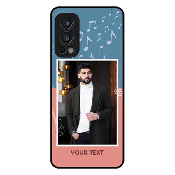 Oneplus Nord 2 5G Photo Printing on Glass Case  - with Color Musical Note Design