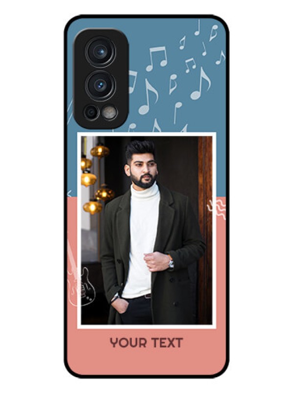 Custom Oneplus Nord 2 5G Photo Printing on Glass Case  - with Color Musical Note Design