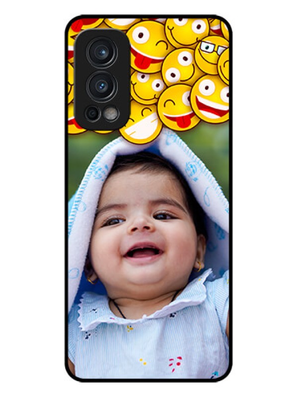 Custom Oneplus Nord 2 5G Custom Glass Mobile Case  - with Smiley Emoji Design