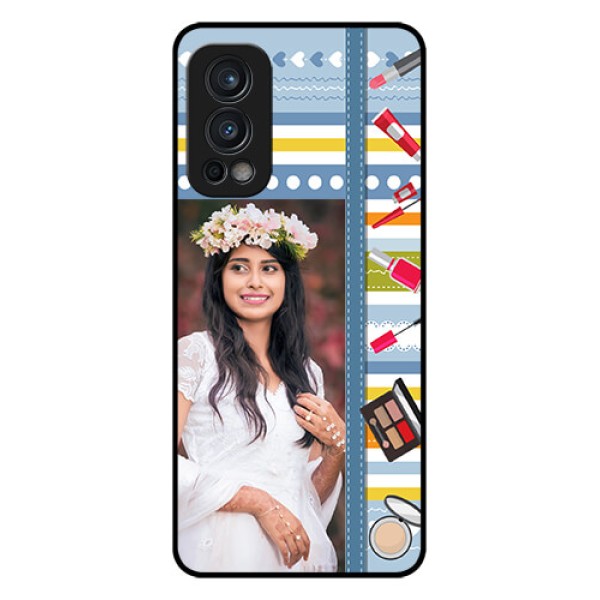 Oneplus Nord 2 5G Personalized Glass Phone Case  - Makeup Icons Design