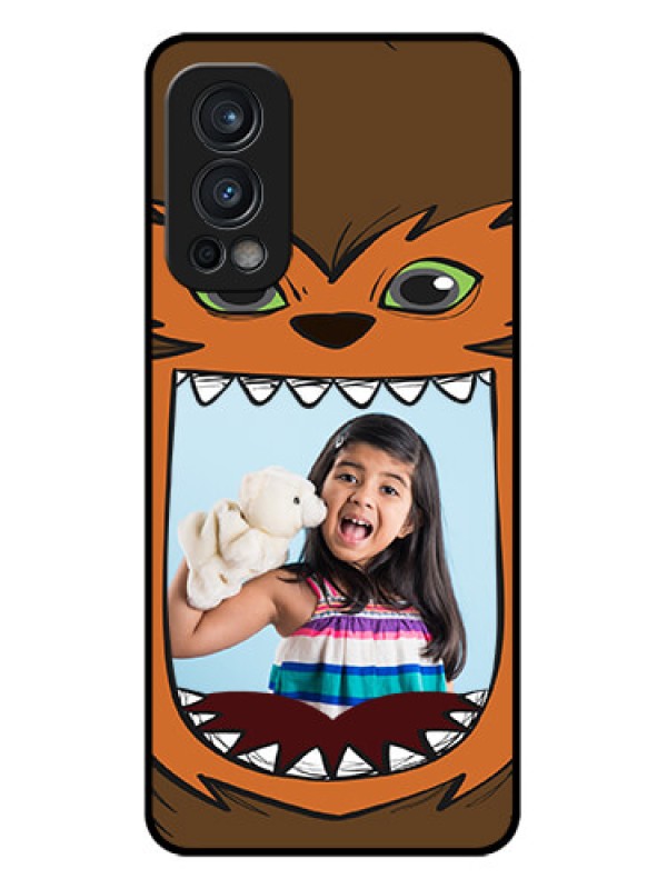 Custom Oneplus Nord 2 5G Photo Printing on Glass Case  - Owl Monster Back Case Design