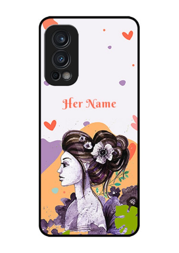 Nord 2 5G Personalized Glass Phone Case - Woman And Nature Design