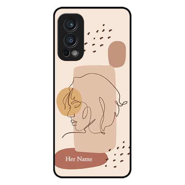 Nord 2 5G Photo Printing on Glass Case - Calm Woman line art Design Nord 2 5G Photo Printing on Glass Case - Calm Woman line art Design