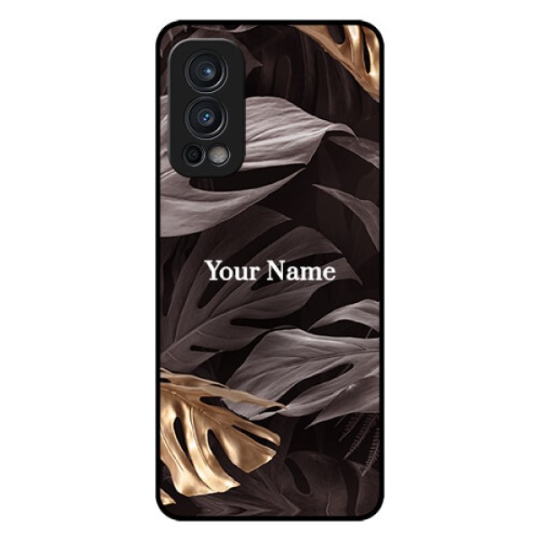 Nord 2 5G Personalised Glass Phone Case - Wild Leaves digital paint Design