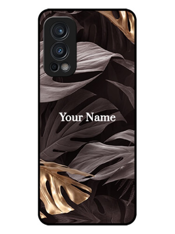 Custom Nord 2 5G Personalised Glass Phone Case - Wild Leaves digital paint Design