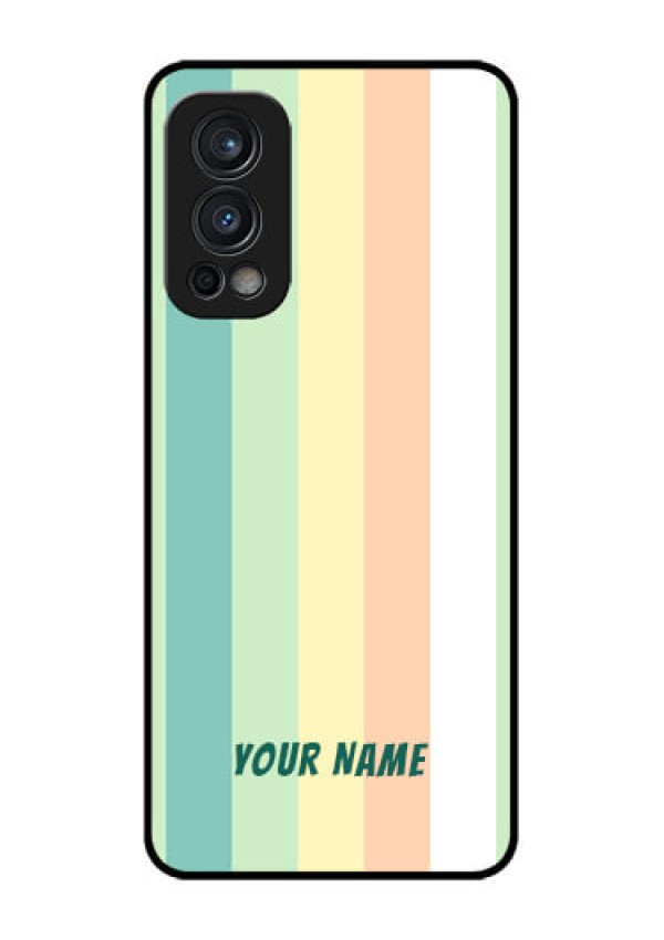 Nord 2 5G Photo Printing on Glass Case - Multi-colour Stripes Design
