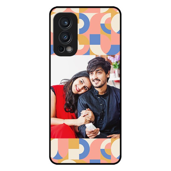 Nord 2 5G Photo Printing on Glass Case - Semi-circle Maze Pattern Design Nord 2 5G Photo Printing on Glass Case - Semi-circle Maze Pattern Design