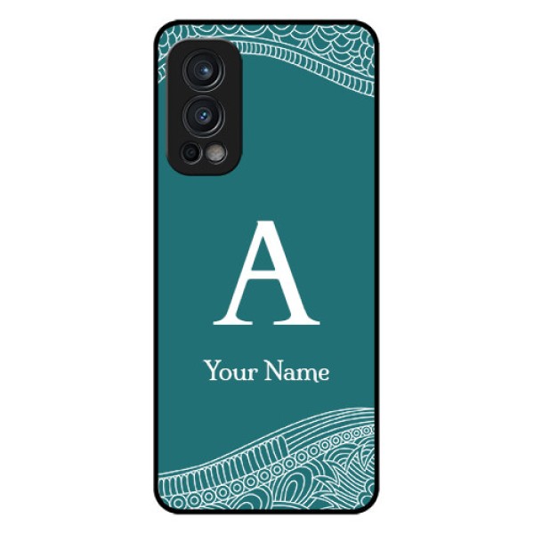 Nord 2 5G Personalized Glass Phone Case - line art pattern with custom name Design Nord 2 5G Personalized Glass Phone Case - line art pattern with custom name Design