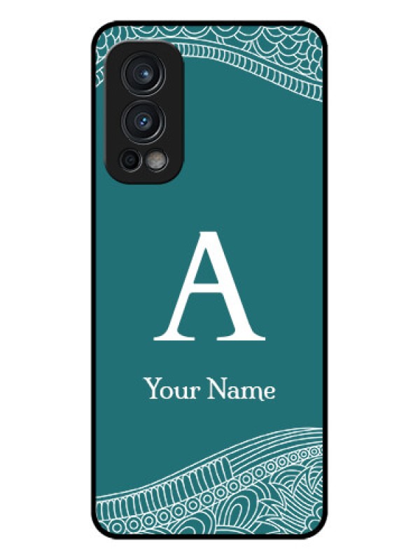 Custom Nord 2 5G Personalized Glass Phone Case - line art pattern with custom name Design