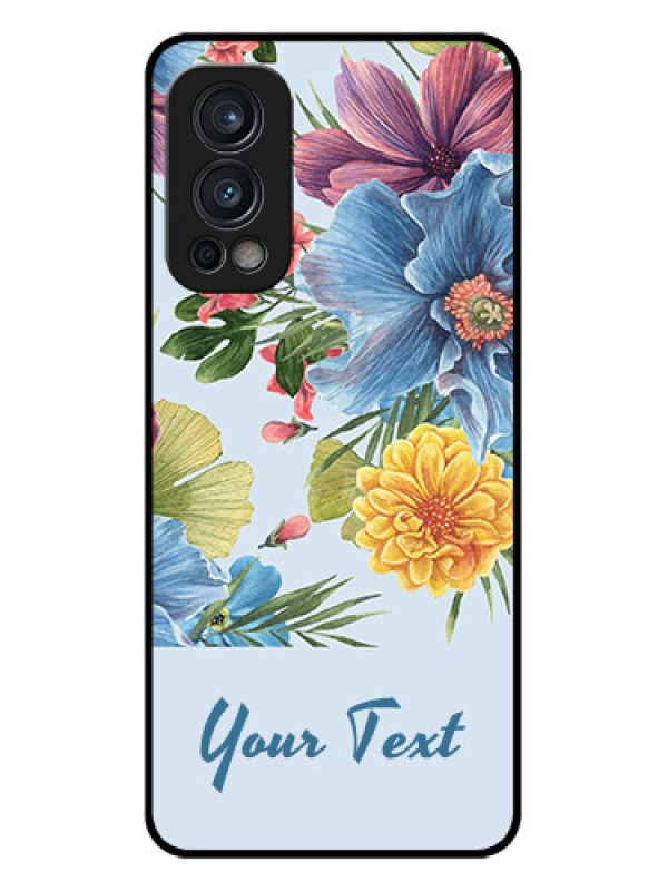 Custom Nord 2 5G Custom Glass Mobile Case - Stunning Watercolored Flowers Painting Design