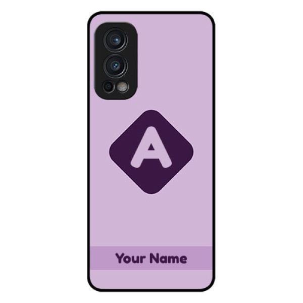 Nord 2 5G Custom Glass Mobile Case - Custom Letter in curved badge Design Nord 2 5G Custom Glass Mobile Case - Custom Letter in curved badge Design