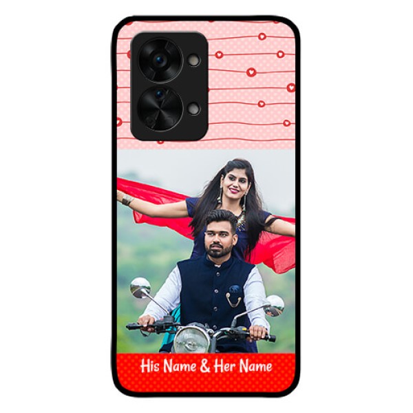 OnePlus Nord 2T 5G Personalized Glass Phone Case - Red Pattern Case Design