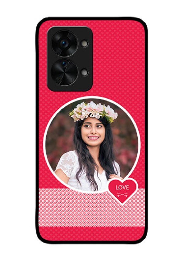 OnePlus Nord 2T 5G Personalised Glass Phone Case - Pink Pattern Design