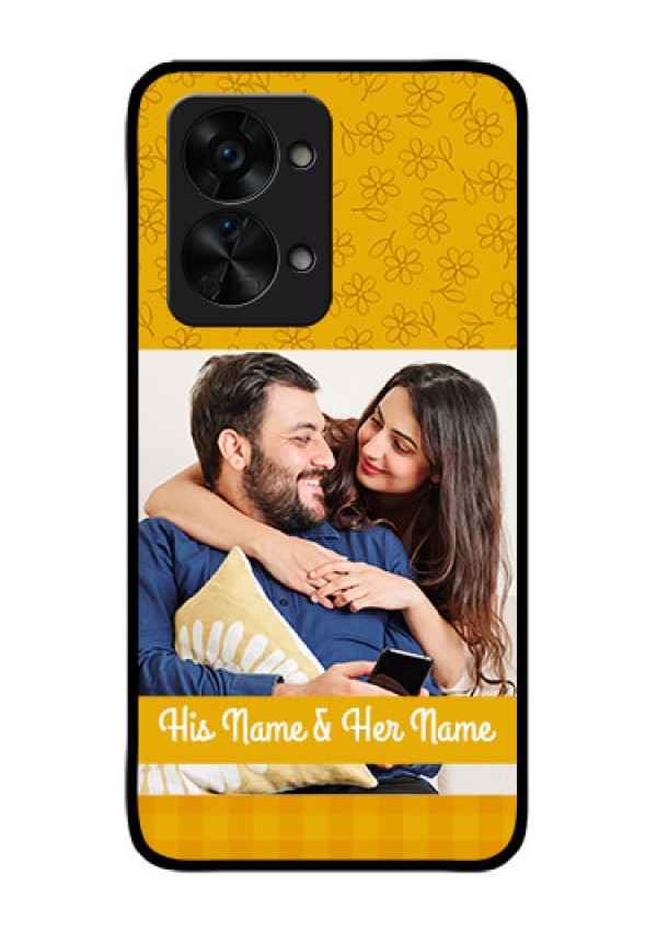 OnePlus Nord 2T 5G Custom Glass Mobile Case - Yellow Floral Design