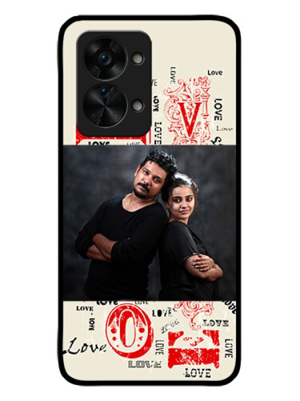 Custom OnePlus Nord 2T 5G Photo Printing on Glass Case - Trendy Love Design Case