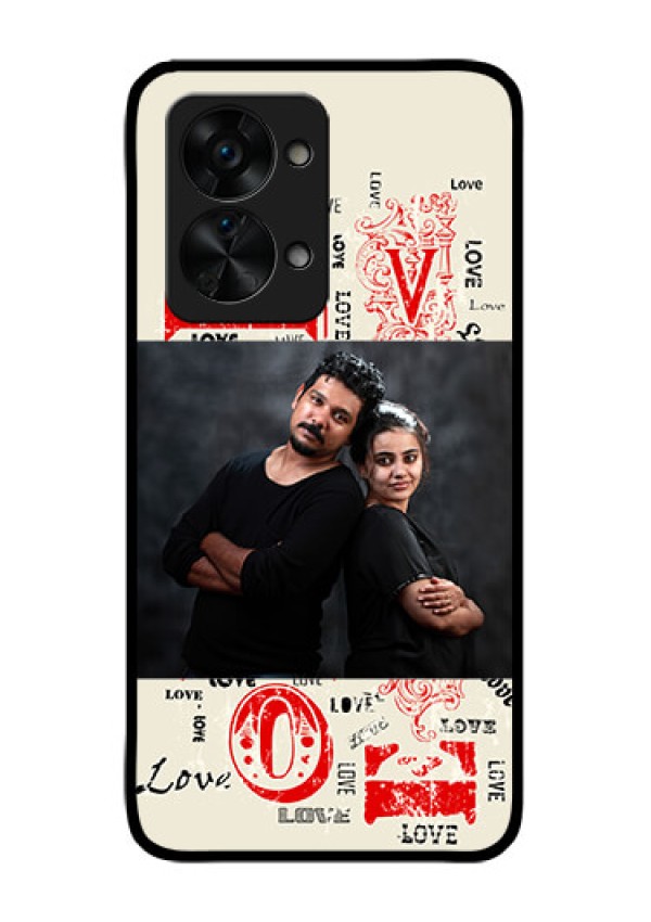 OnePlus Nord 2T 5G Photo Printing on Glass Case - Trendy Love Design Case