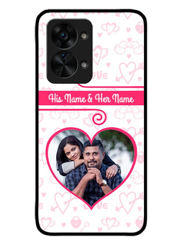 Custom OnePlus Nord 2T 5G Personalized Glass Phone Case - Heart Shape Love Design