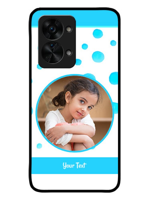 Custom OnePlus Nord 2T 5G Photo Printing on Glass Case - Blue Bubbles Pattern Design
