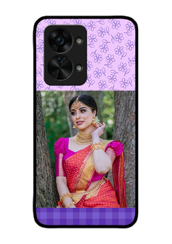 OnePlus Nord 2T 5G Custom Glass Phone Case - Purple Floral Design