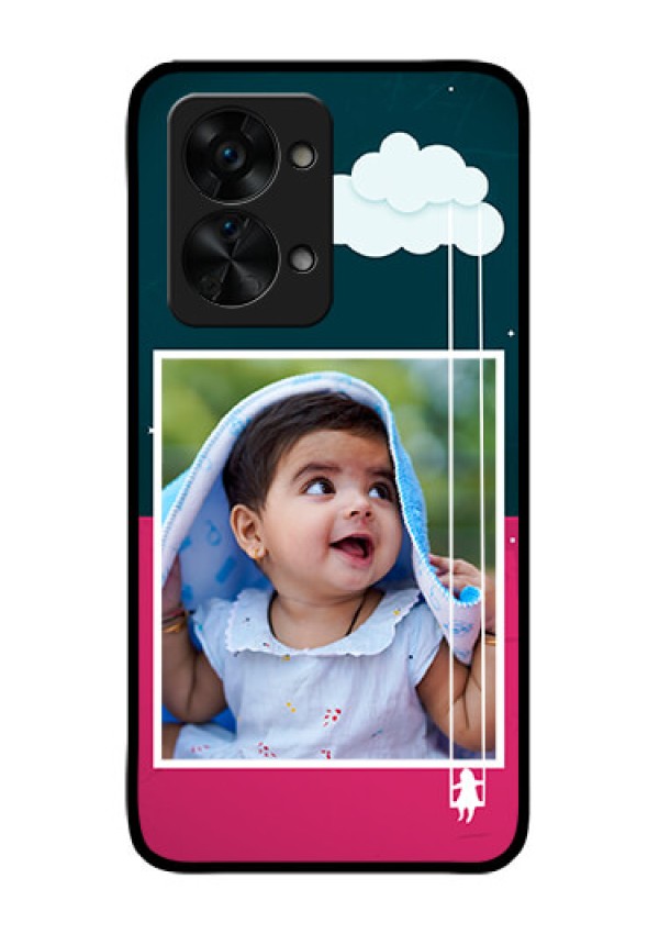 OnePlus Nord 2T 5G Custom Glass Phone Case - Cute Girl with Cloud Design