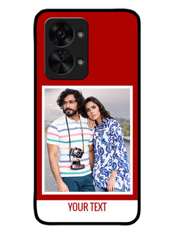 Custom OnePlus Nord 2T 5G Personalized Glass Phone Case - Simple Red Color Design