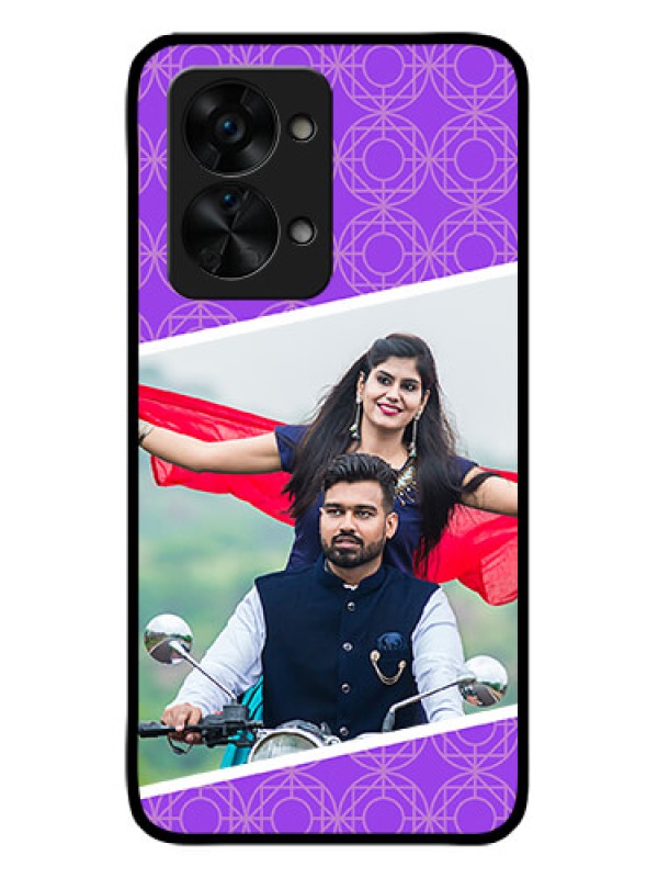 Custom OnePlus Nord 2T 5G Custom Glass Phone Case - Violet Pattern Design